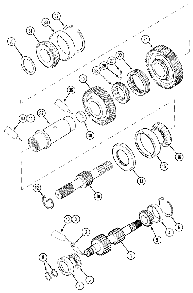 Схема запчастей Case IH MX150 - (06-28) - P.T.O. SHIFTABLE 540/1000 R.P.M. (21) - TRANSMISSION