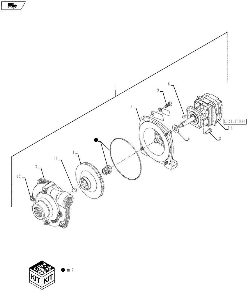 Схема запчастей Case IH SRX100 - (L.20.C[07]) - PUMP - ASSEMBLY, HYDRAULIC CENTRIFUGAL (HYPRO - CAST) HM3C L - Field Processing