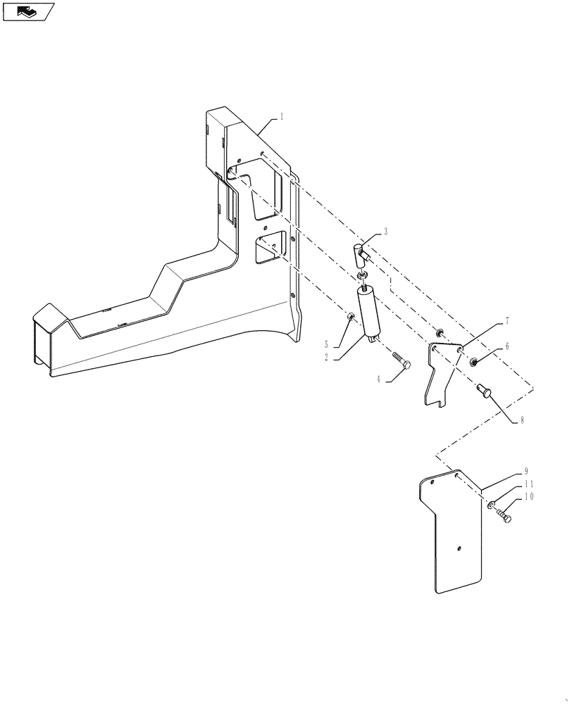 Схема запчастей Case IH 810 - (39.130.02) - LH BOOM CRADLE ASSEMBLY (39) - FRAMES AND BALLASTING