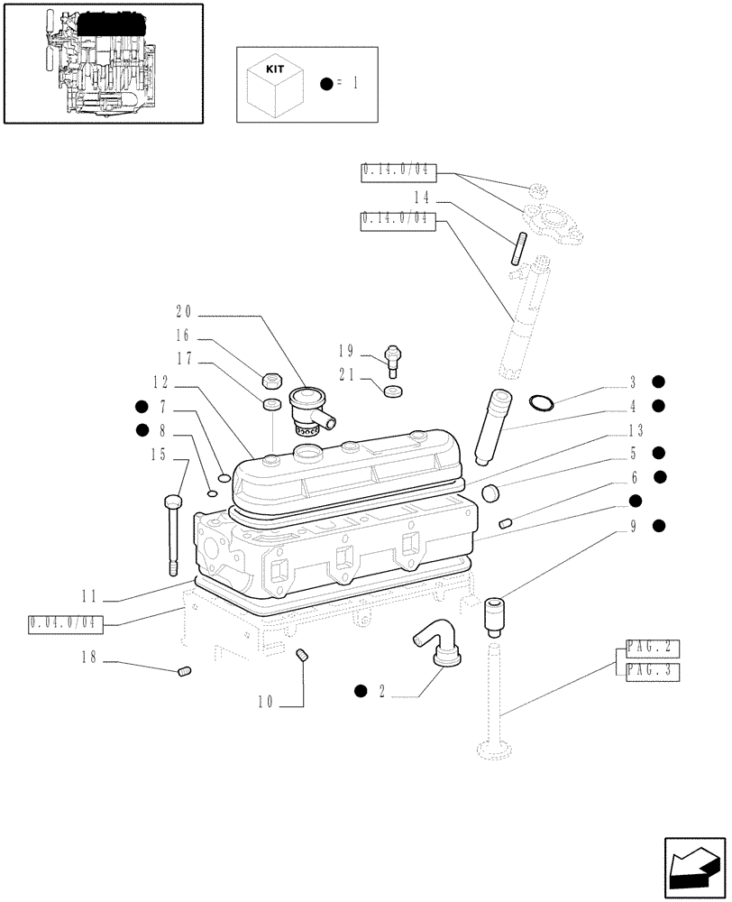 Схема запчастей Case IH JX60 - (0.06.0/04[01]) - (VAR.319-747) TTF MOTOR TIER2 - CYLINDER HEAD ASSEMBLY (01) - ENGINE