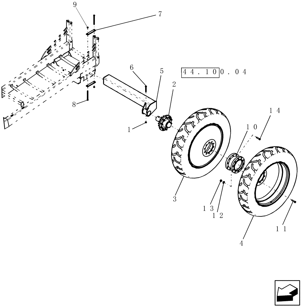 Схема запчастей Case IH 100 - (44.100.01) - WHEEL - ASSEMBLY, CART DUAL (44) - WHEELS