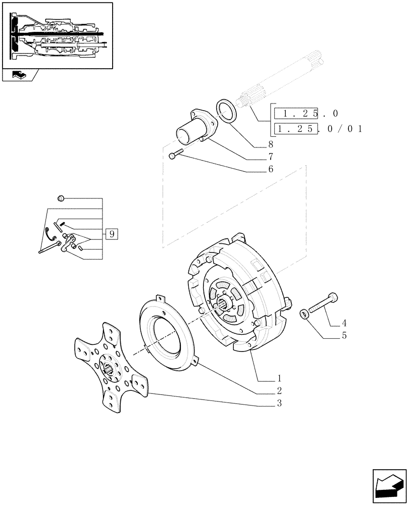 Схема запчастей Case IH FARMALL 95N - (1.25.0/02) - POWER SHUTTLE - CLUTCH (VAR.330275-331275 / 743510; VAR.330278-332278 / 743509; VAR.330273) (03) - TRANSMISSION