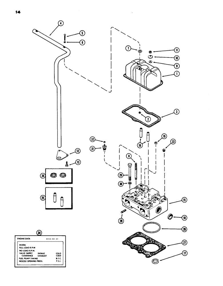 Схема запчастей Case IH 770 - (014) - CYLINDER HEAD COVER, (267B) DIESEL ENGINE (02) - ENGINE