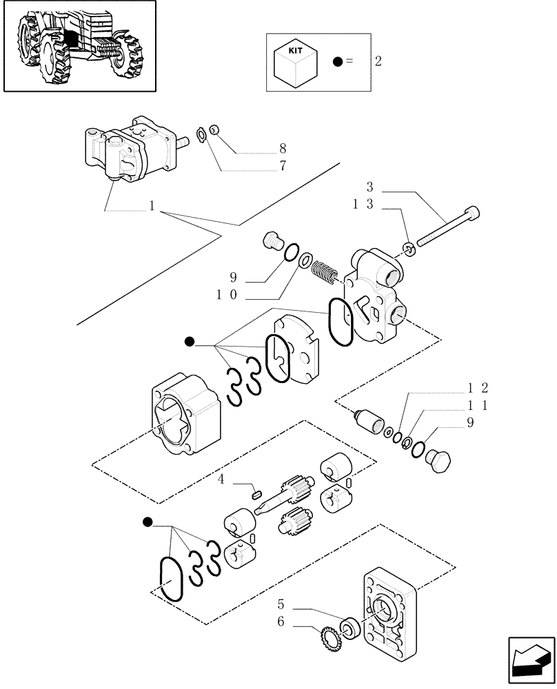 Схема запчастей Case IH JX100U - (1.42.0/ D) - (VAR.274-276) (HI-LO) AND SYNCHRONIZED REVERSING GEAR - 30-40 KM/H P.T.O. - OIL PUMP AND COMPONENTS (04) - FRONT AXLE & STEERING