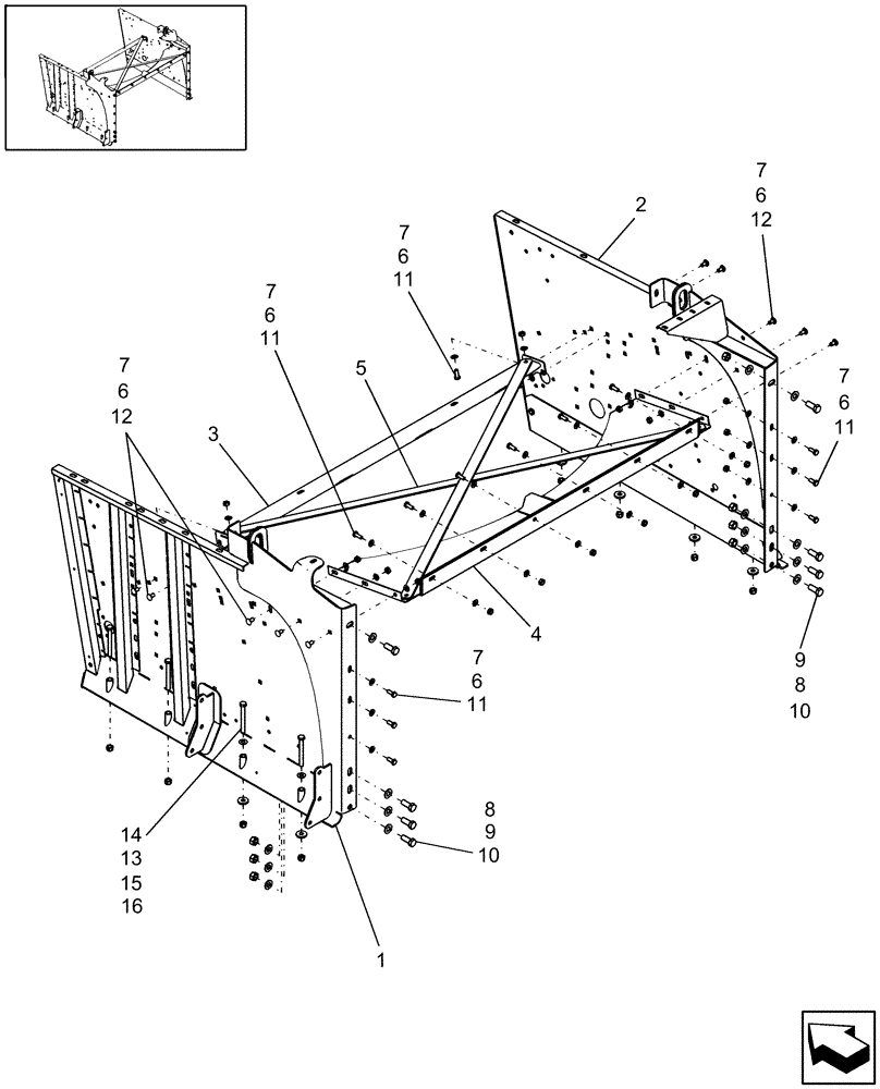 Схема запчастей Case IH 7120 - (90.116.02) - STRAW HOOD FRAME (90) - PLATFORM, CAB, BODYWORK AND DECALS