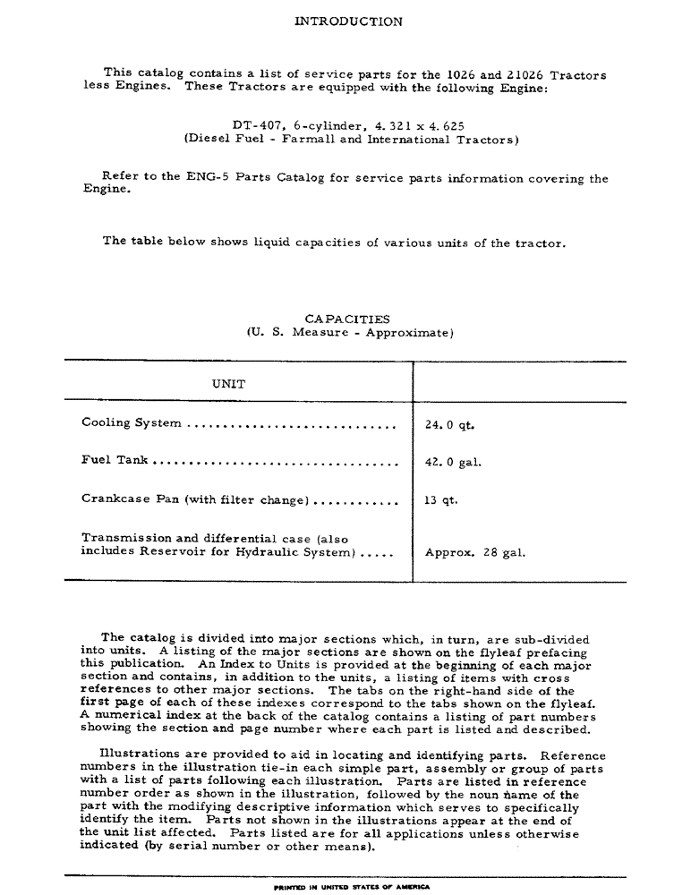 Схема запчастей Case IH 1026 - (00-04) - INTRODUCTION - FLUID CAPACITIES (00) - GENERAL