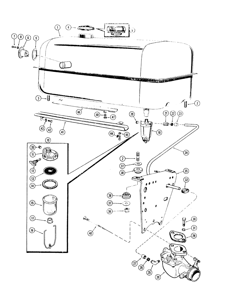 Схема запчастей Case IH 730 SERIES - (114) - FUEL TANK, 251 AND 284 SPARK IGNITION ENGINES, 1ST USED TRAC. S/N 8201146 (03) - FUEL SYSTEM