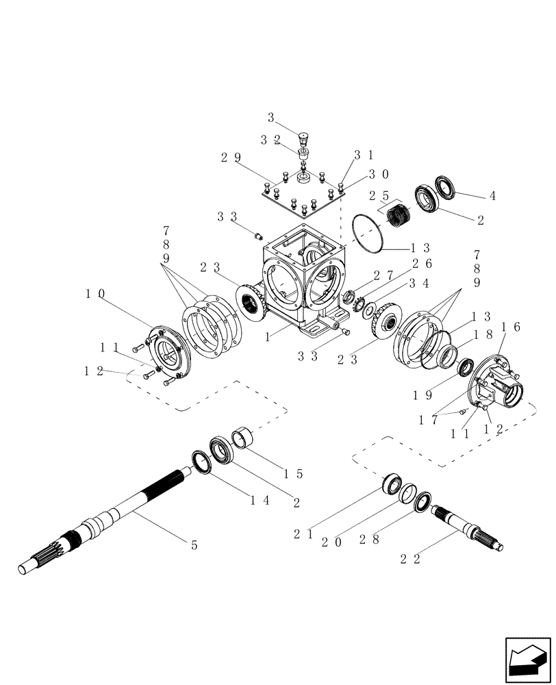 Схема запчастей Case IH 7130 - (60.165.05) - GEAR CASE ASSEMBLY, CHOPPER DRIVE (60) - PRODUCT FEEDING