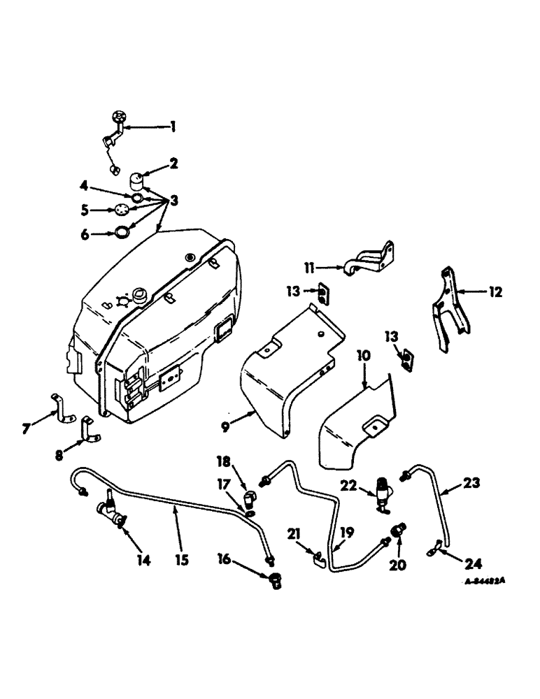 Схема запчастей Case IH 21206 - (E-04) - FUEL SYSTEM, FUEL TANK SUPPORTS AND PIPING (02) - FUEL SYSTEM