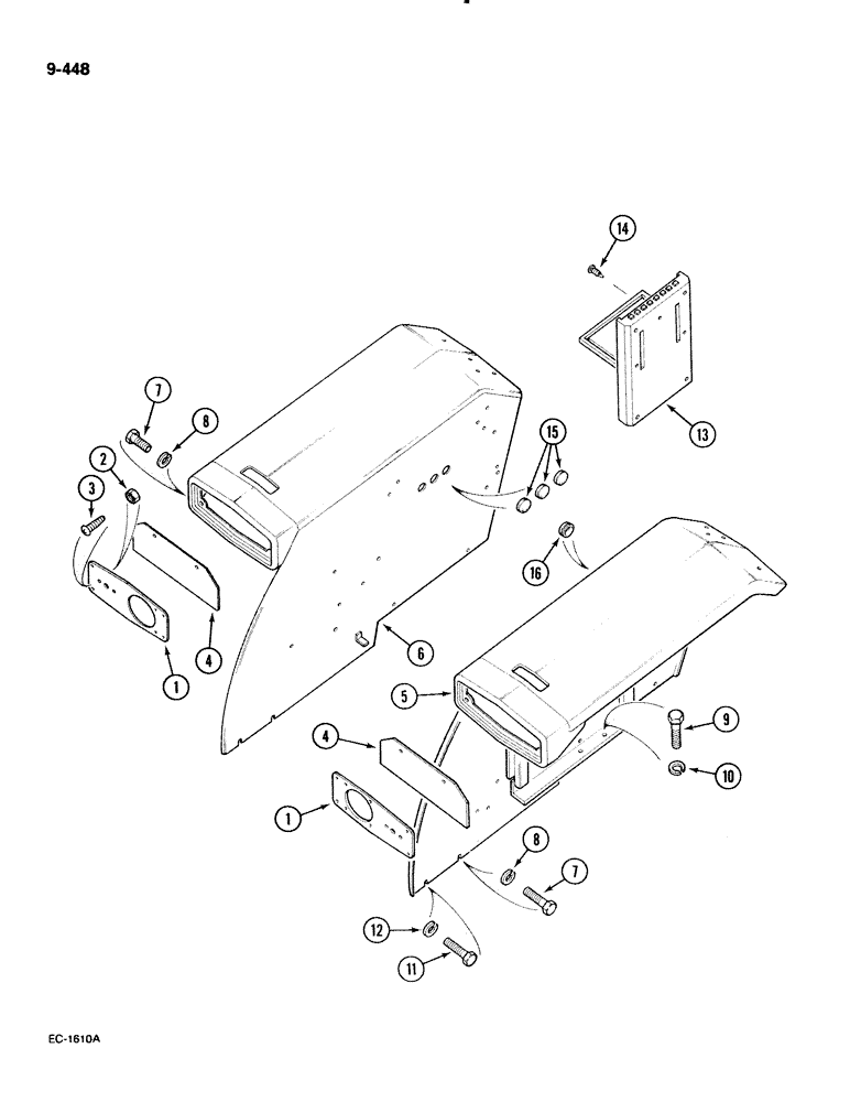 Схема запчастей Case IH 885 - (9-448) - REAR FENDERS, FLAT TOP, WITHOUT CAB (09) - CHASSIS/ATTACHMENTS
