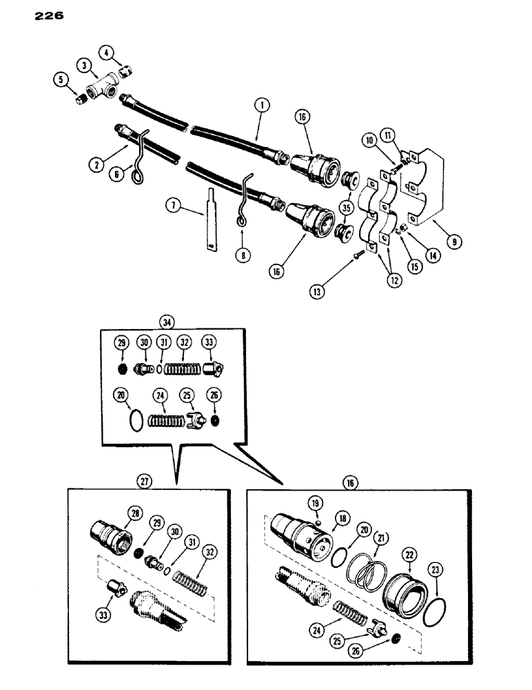 Схема запчастей Case IH 430 - (226) - REMOTE HOSES AND COUPLINGS, STANDARD CLUTCH DRIVE (08) - HYDRAULICS