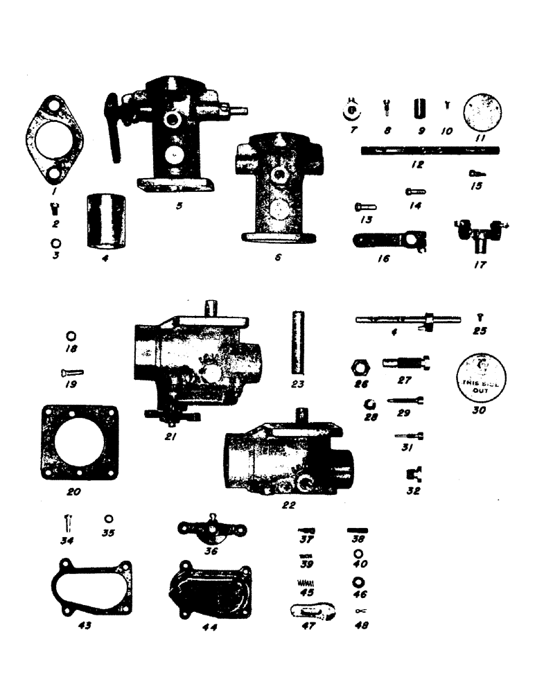 Схема запчастей Case IH LE - (42) - PARTS FOR O7913AB ENSIGN CARBURETOR, THROTTLE TUBE PARTS 