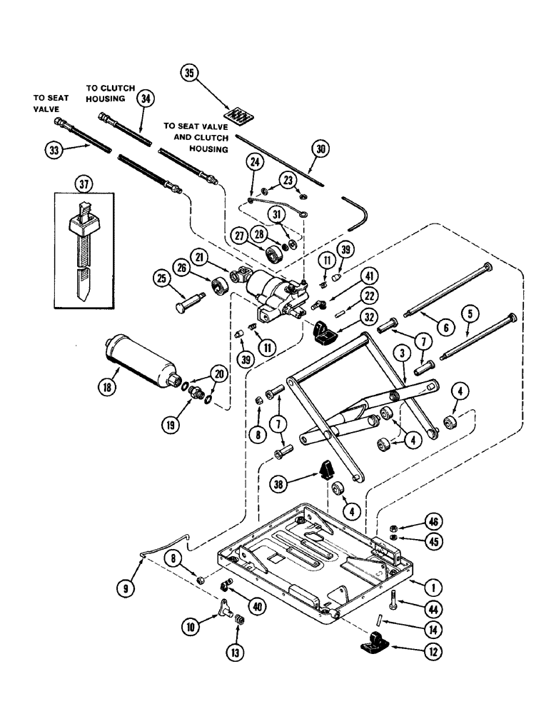 Схема запчастей Case IH 1896 - (9-384) - SEAT, AIR/OIL SUSPENSION (09) - CHASSIS/ATTACHMENTS