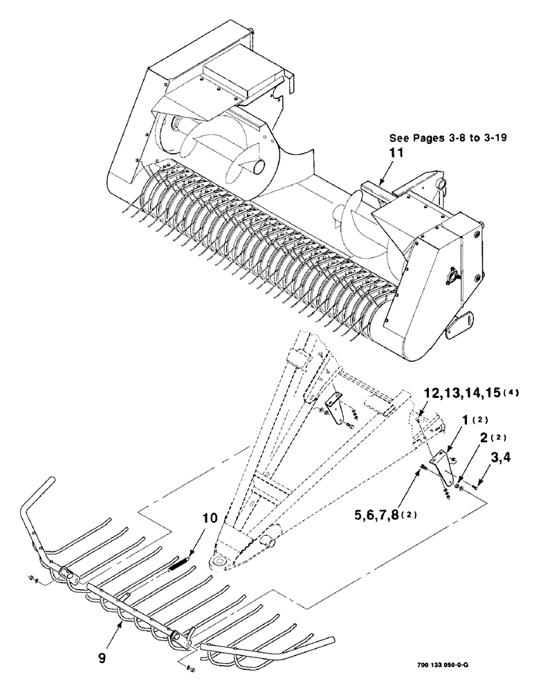 Схема запчастей Case IH 8575 - (3-02) - PICKUP, COMPLETE AND WINDGUARD ASSEMBLY Pickup