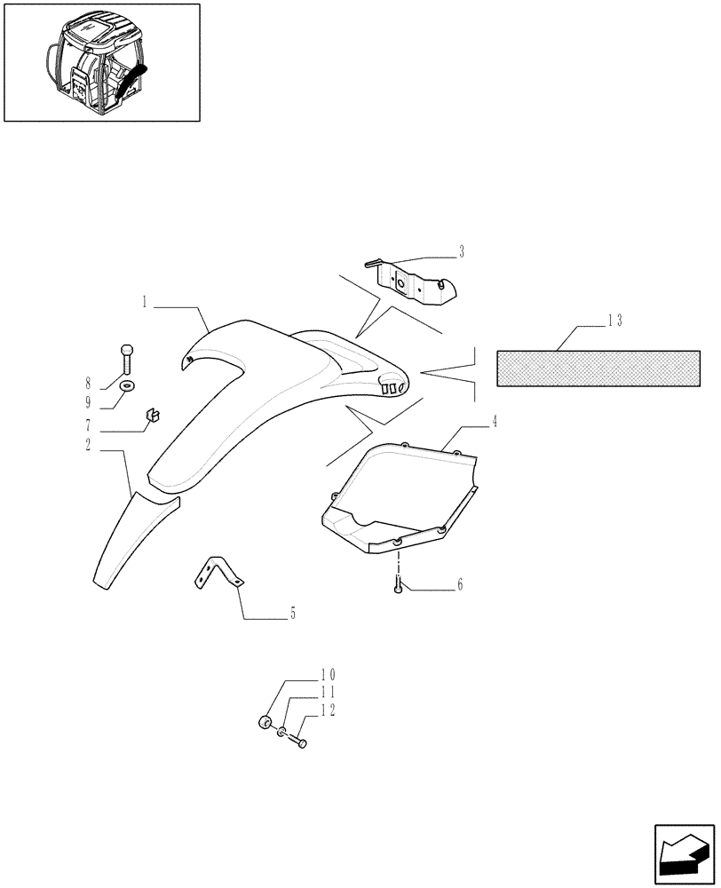 Схема запчастей Case IH MAXXUM 110 - (1.92.5[01A]) - REAR FENDERS - W/CAB - D6722 (10) - OPERATORS PLATFORM/CAB