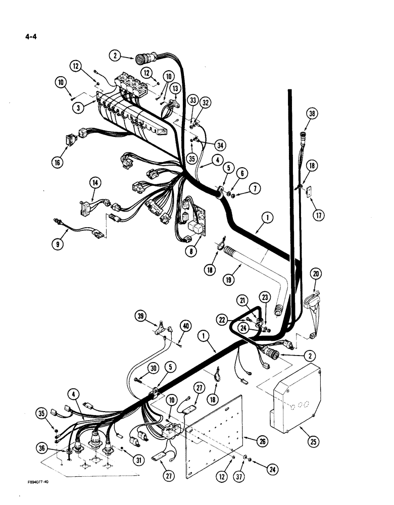 Схема запчастей Case IH 9150 - (4-04) - LOWER CAB HARNESS, ROPS (04) - ELECTRICAL SYSTEMS
