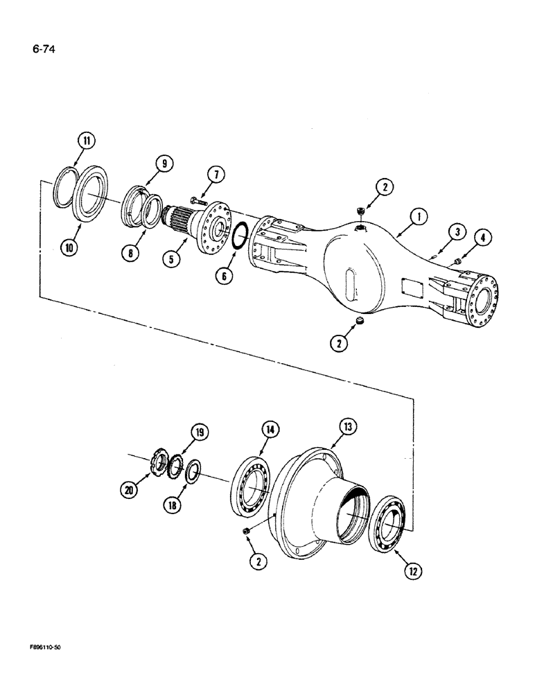 Схема запчастей Case IH 9270 - (6-74) - AXLE ASSEMBLY, HOUSING AND WHEEL HUB, K598.85/95 SERIES (06) - POWER TRAIN
