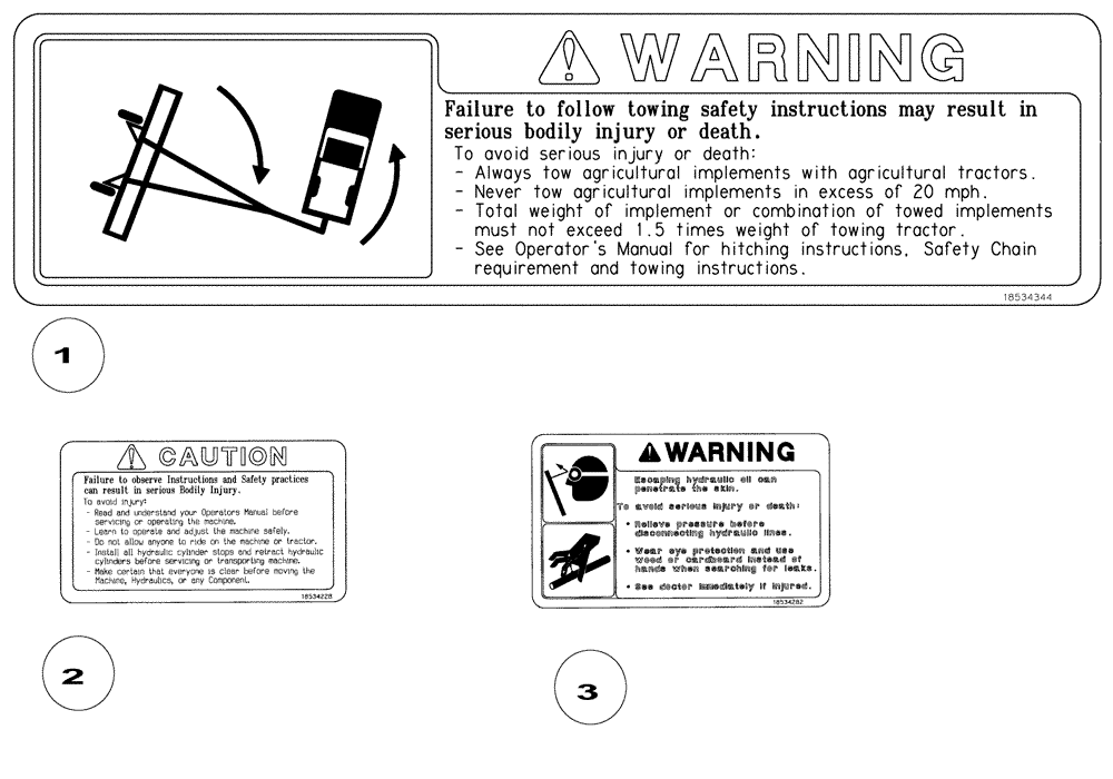 Схема запчастей Case IH 160 - (90.108.03.01) - WARNING DECALS (09) - CHASSIS/ATTACHMENTS