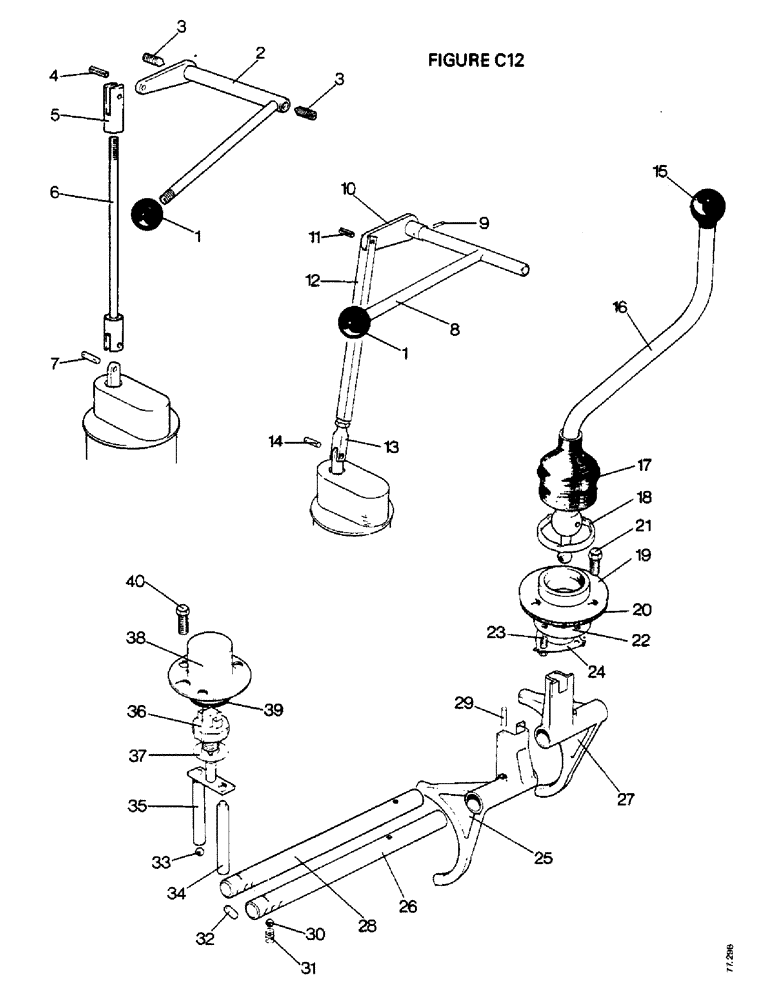 Схема запчастей Case IH 1412 - (C12-1) - GEARBOX, GEAR SHIFT LEVERS, 1412, 1412G Gearbox