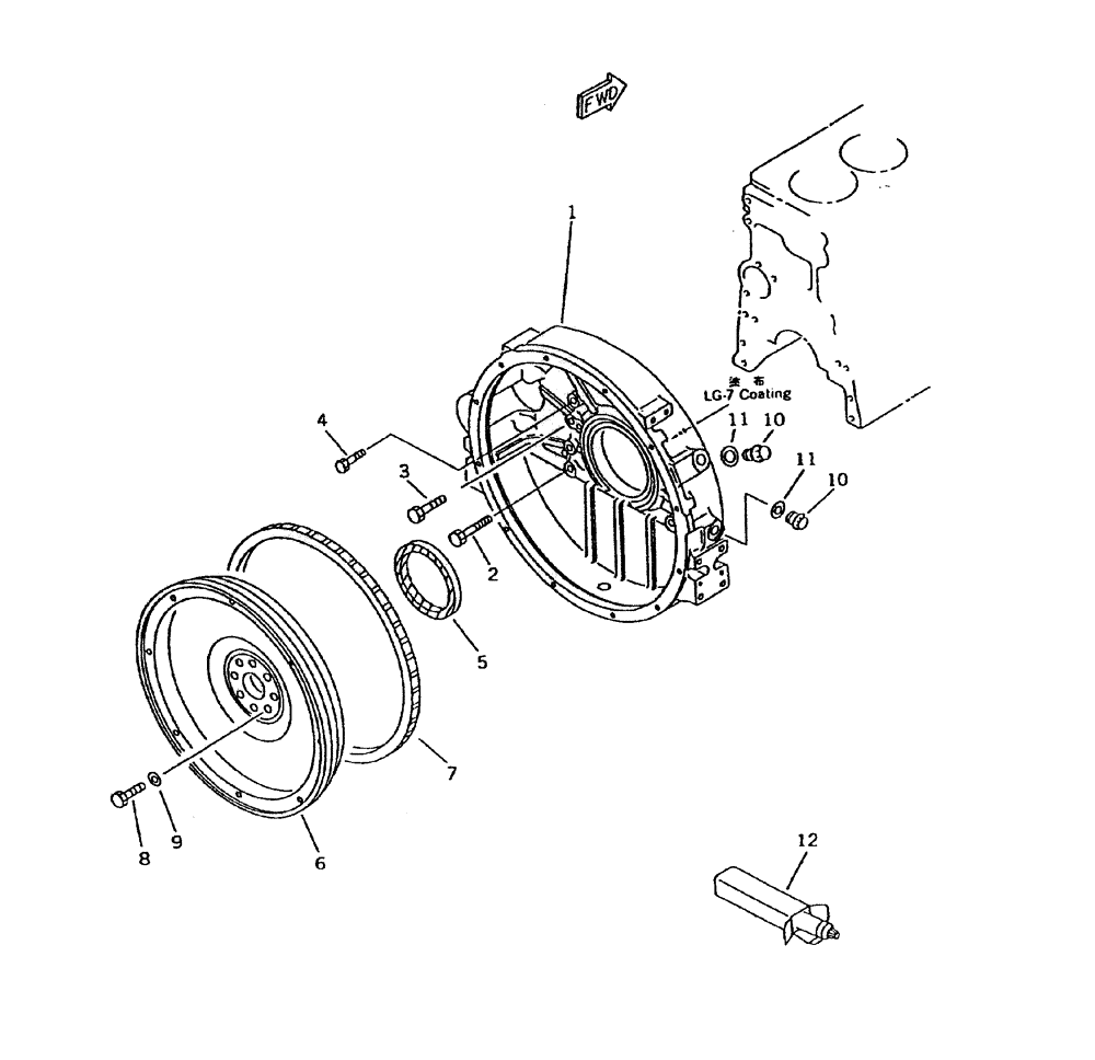 Схема запчастей Case IH 7700 - (C01-13) - FLYWHEEL AND HOUSING (KOMATSU) Engine & Engine Attachments