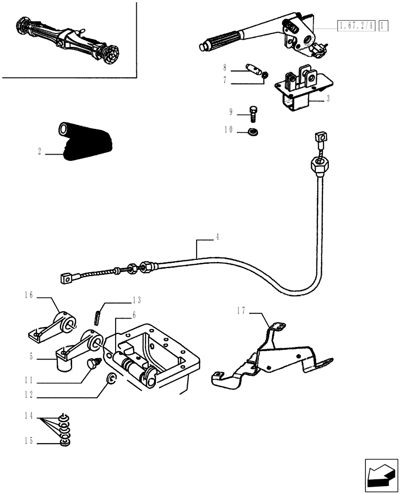 Схема запчастей Case IH JX65 - (1.67.2/01[01]) - (VAR.654) EMERGENCY BRAKE (05) - REAR AXLE