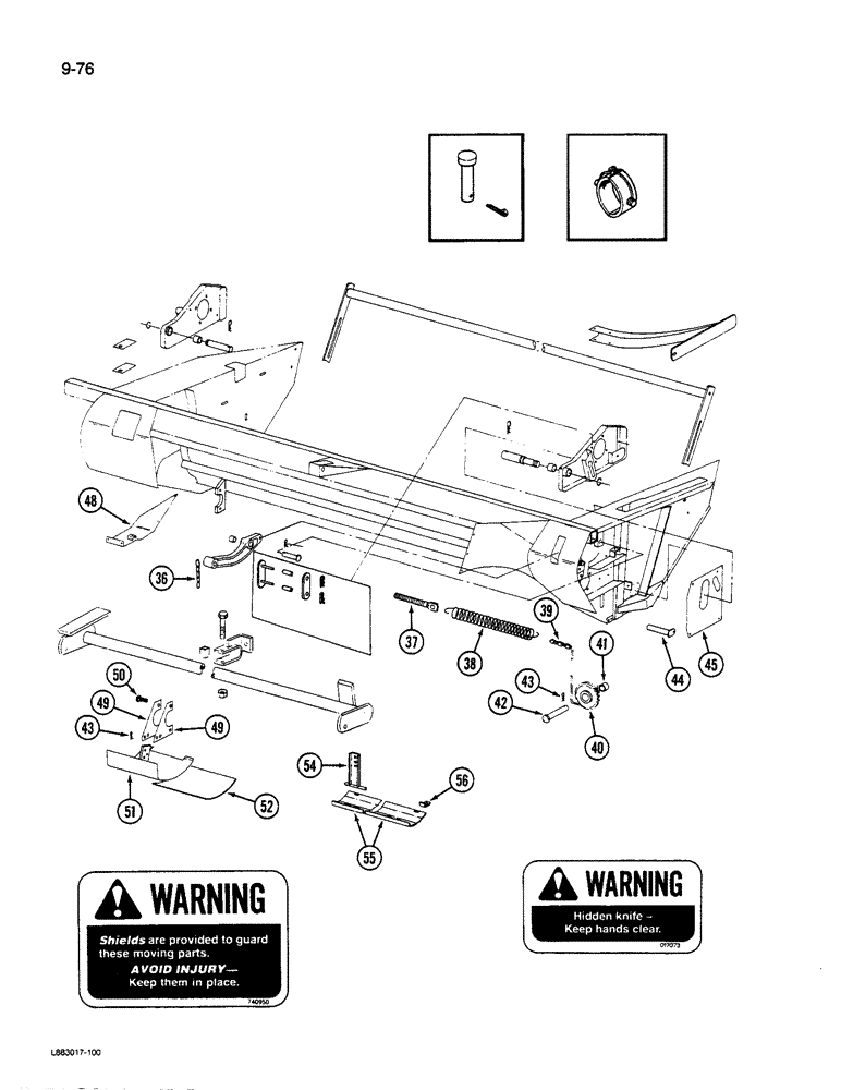 Схема запчастей Case IH 1190 - (9-076) - HEADER FRAME, 1190 MOWER CONDITIONER (03) - CHASSIS/MOUNTED EQUIPMENT