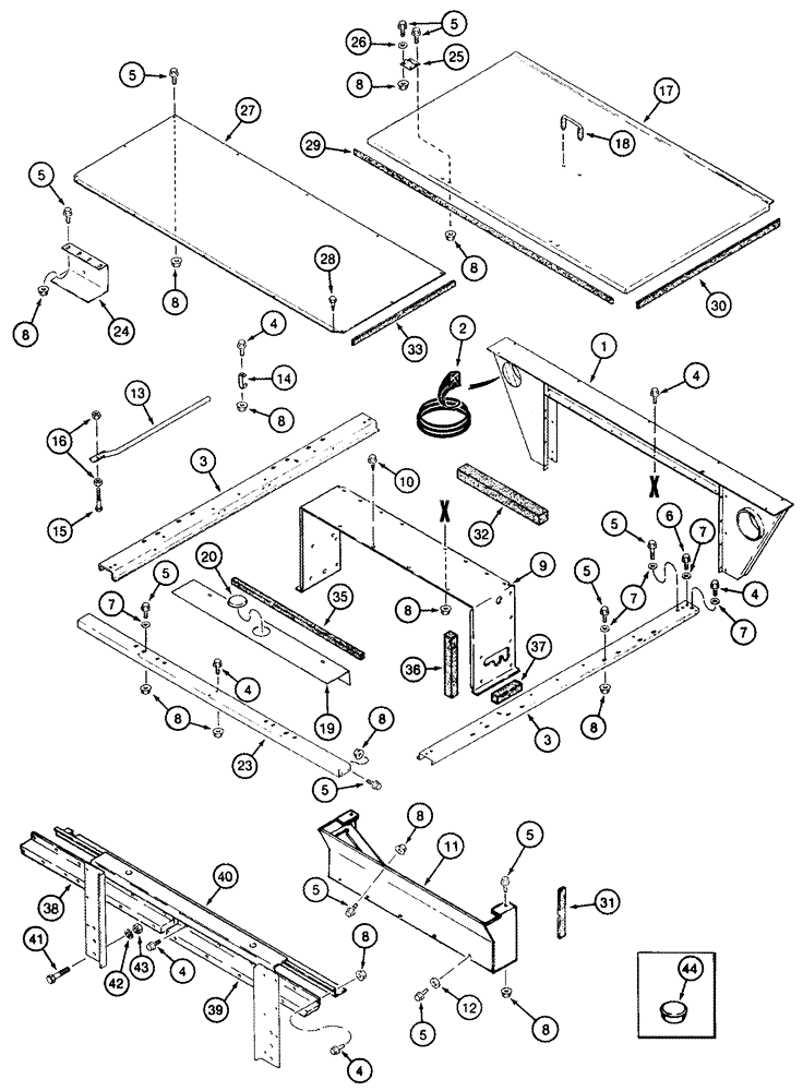 Схема запчастей Case IH 2555 - (09F-03) - SHIELDS, ENGINE AND RADIATOR (12) - CHASSIS