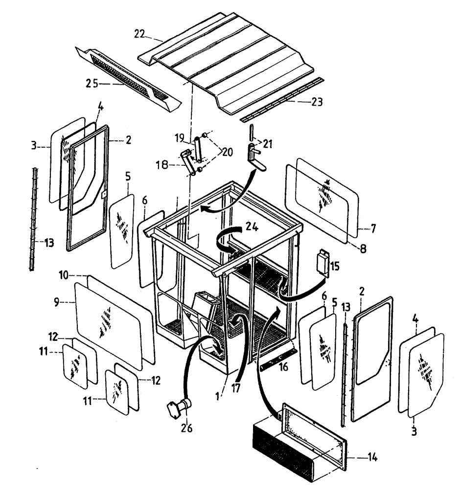 Схема запчастей Case IH 7700 - (A04[01]) - CABIN Mainframe & Functioning Components