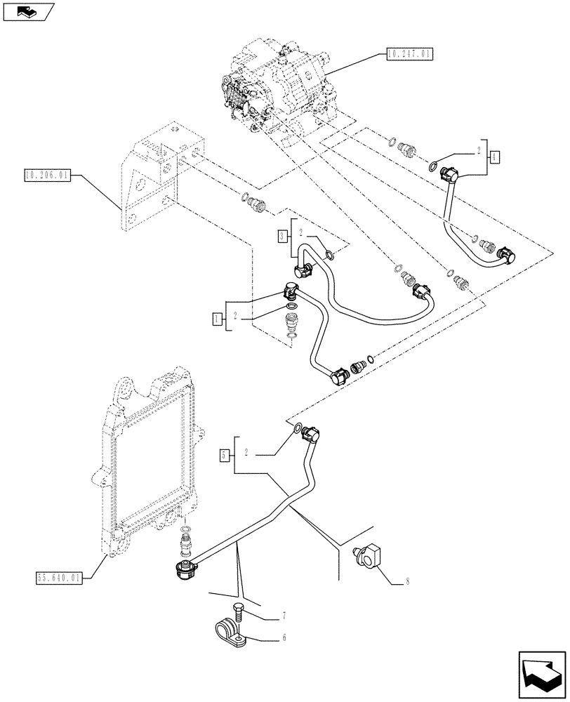 Схема запчастей Case IH P240 - (10.218.01) - FUEL LINES & RELATED PARTS (504087128 - 504092327) (Jun 7 2011 2:03PM) (10) - ENGINE