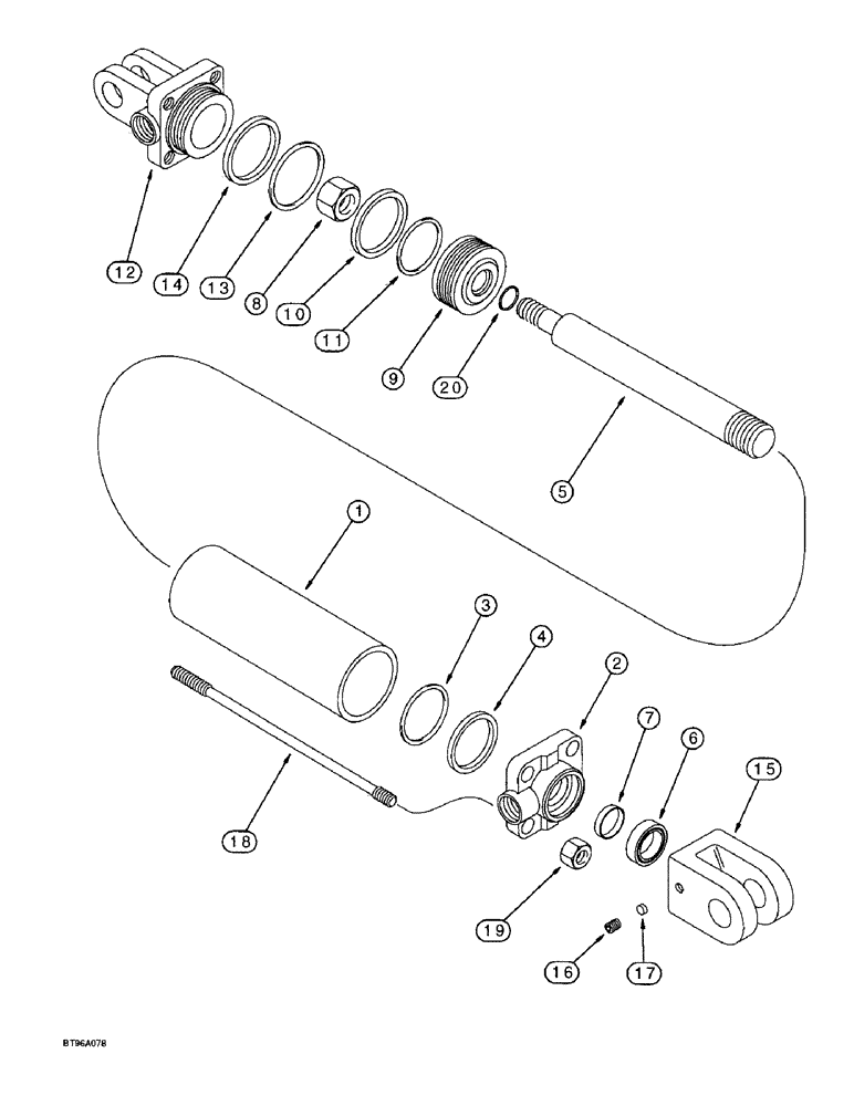 Схема запчастей Case IH 955 - (8-122) - HYDRAULIC CYLINDER - 138623A1, FERTILIZER CART HINGE, 8 ROW WIDE & 12 ROW NARROW VERTICAL FOLD (08) - HYDRAULICS