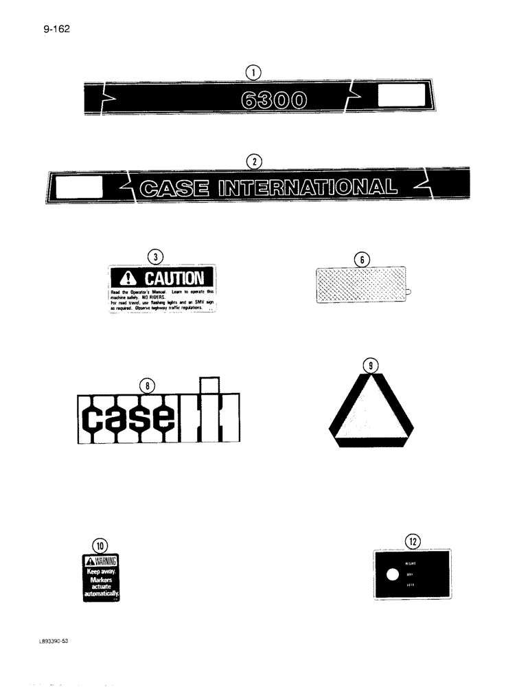 Схема запчастей Case IH 6300 - (9-162) - DECALS, DRILL AND SAFETY (09) - CHASSIS/ATTACHMENTS