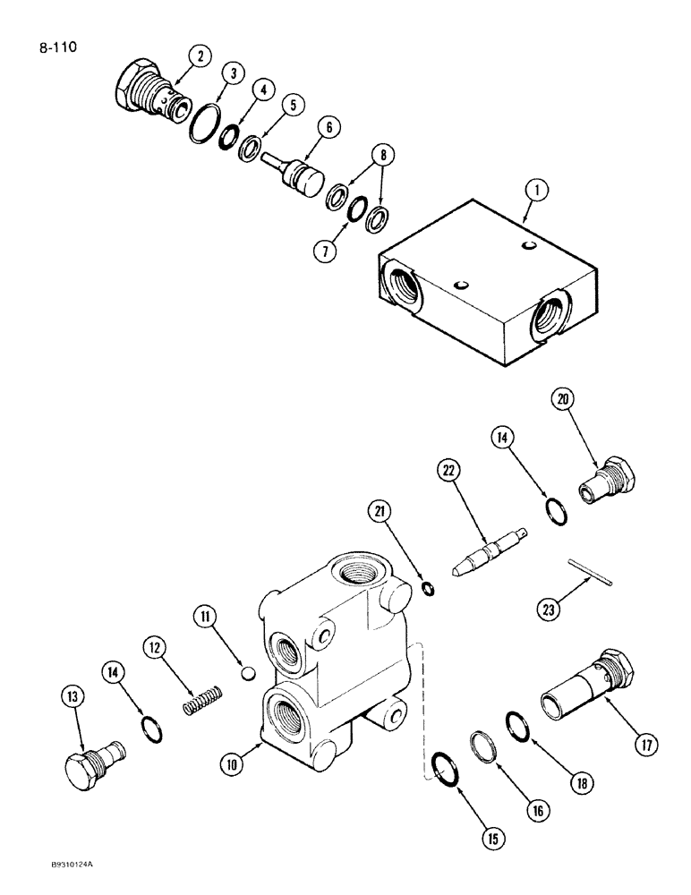 Схема запчастей Case IH 950 - (8-110) - CHECK VALVE, 8 ROW WIDE AND 12 ROW NARROW, VERTICAL FOLD (08) - HYDRAULICS