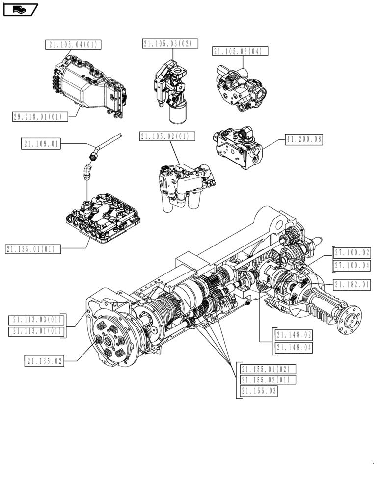 Схема запчастей Case IH MAGNUM 190 - (00.000.21) - PICTORIAL INDEX - TRANSMISSION (00) - GENERAL & PICTORIAL INDEX