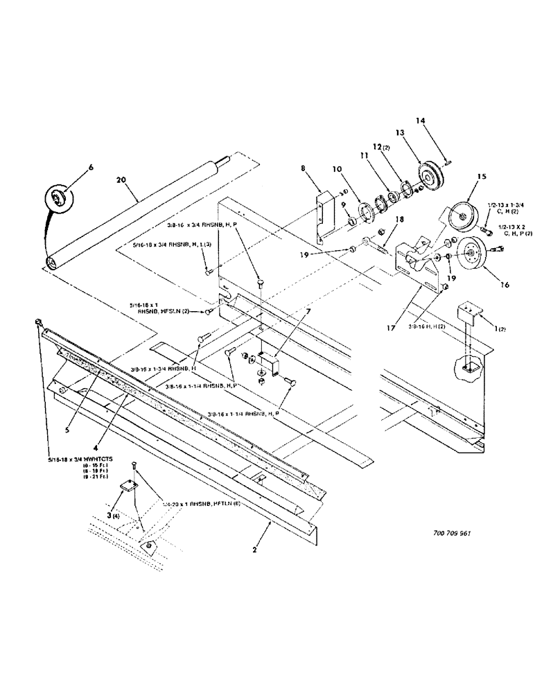 Схема запчастей Case IH 8830 - (50) - DRAPER FRAME AND CENTER ROLLER ASSEMBLY, LEFT (58) - ATTACHMENTS/HEADERS