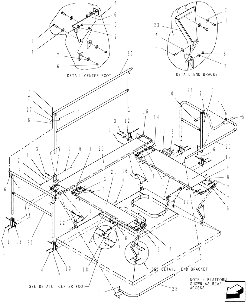 Схема запчастей Case IH ADX2230 - (E.30.A[05]) - TANK PLATFORM E - Body and Structure