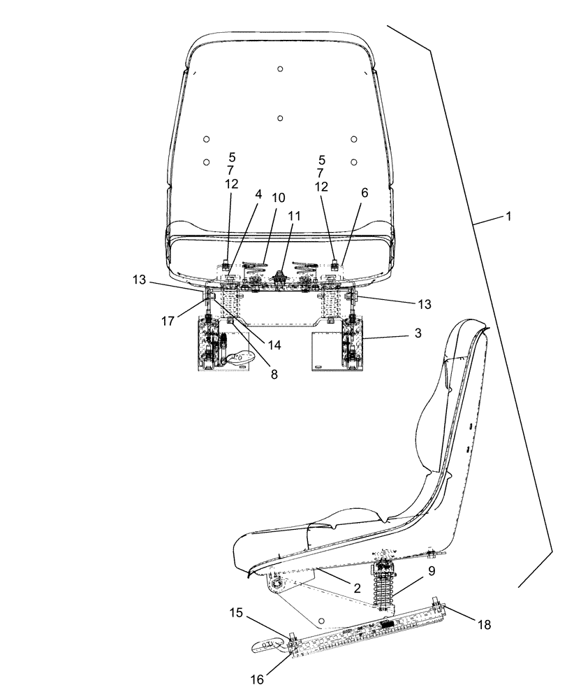 Схема запчастей Case IH D35 - (10.09.01) - SEAT ASSY ON & ASN HBA006021 (10) - OPERATORS PLATFORM/CAB