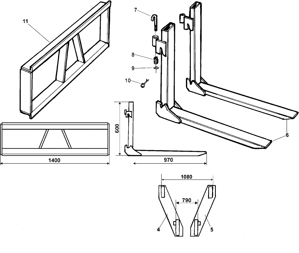 Схема запчастей Case IH L720 - (82.300.AQ[31]) - VAR - 717446006 - FORK LIFT ATTACHMENT, 1000KG (82) - FRONT LOADER & BUCKET