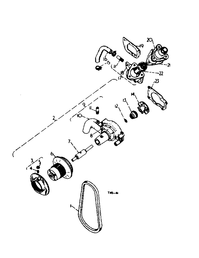 Схема запчастей Case IH 2300 - (1-18) - DIESEL ENGINE, WATER PUMP AND THERMOSTAT HOUSING (01) - ENGINE