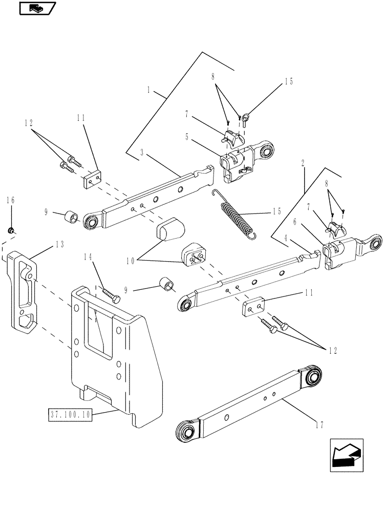 Схема запчастей Case IH MAGNUM 190 - (35.120.02[02]) - HITCH, TELESCOPIC LOWER LIFT LINKS (35) - HYDRAULIC SYSTEMS