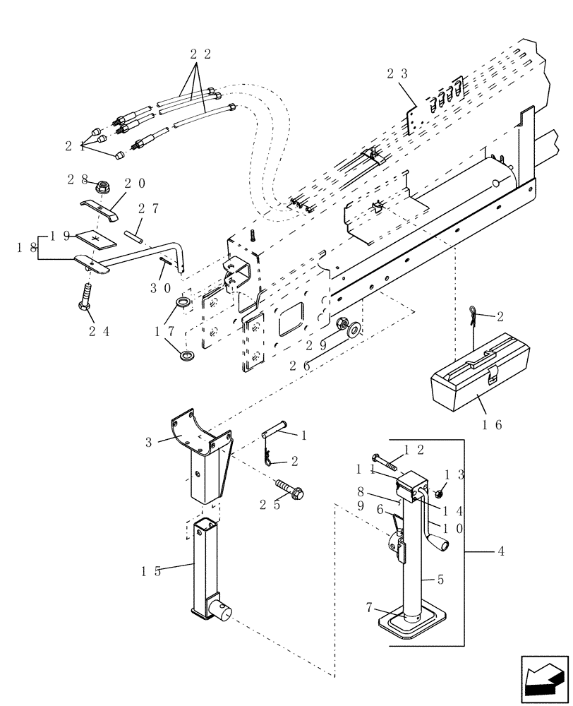 Схема запчастей Case IH DC132F - (12.03) - DRAWBAR, SWIVEL HITCH, JACK, & TOOL BOX (12) - MAIN FRAME