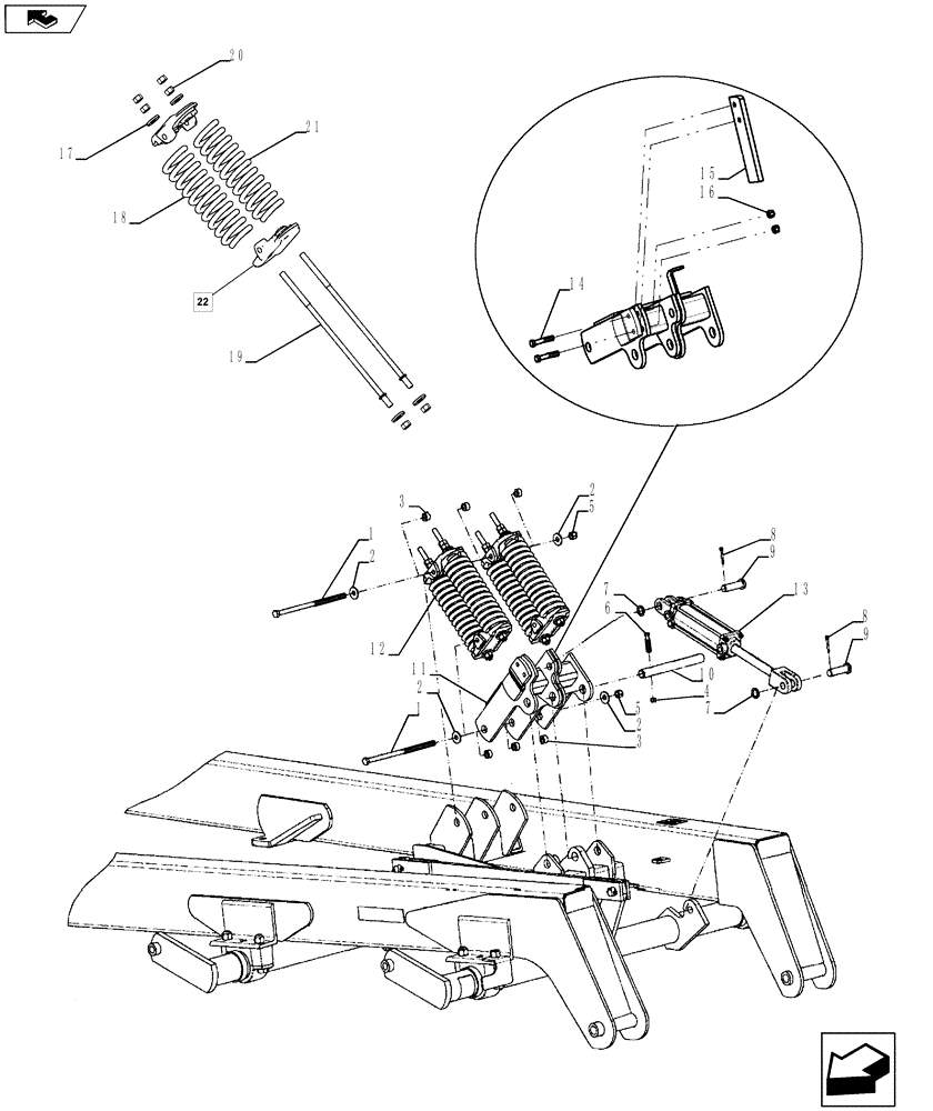 Схема запчастей Case IH 870 - (39.100.12) - DOUBLE SPRING PACK ASSEMBLY (39) - FRAMES AND BALLASTING