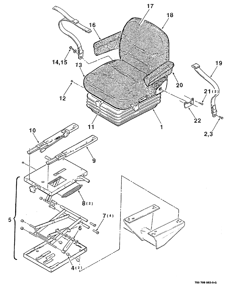 Схема запчастей Case IH 8840 - (07-018) - SEAT ASSEMBLY (S.N. CFH0031381 THRU CFH0086415) (90) - PLATFORM, CAB, BODYWORK AND DECALS