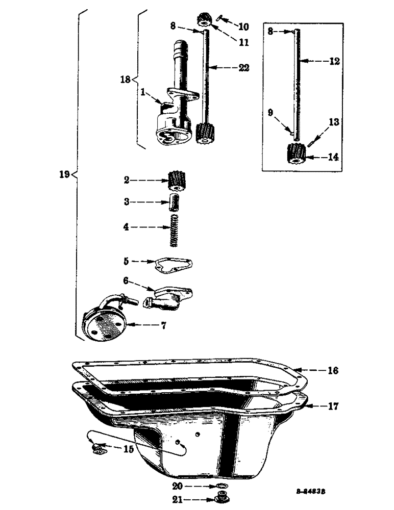 Схема запчастей Case IH FARMALL MV - (020) - CARBURETED ENGINE, CRANKCASE OIL PAN AND LUBRICATING OIL PUMP (01) - ENGINE