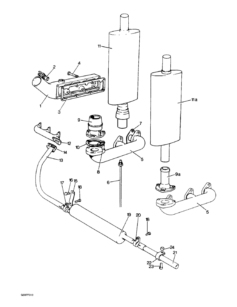 Схема запчастей Case IH 885N - (2-08) - MANIFOLDS AND SILENCER (02) - ENGINE