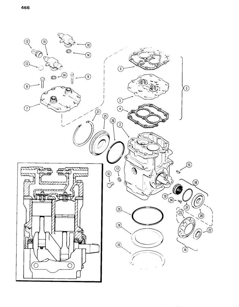 Схема запчастей Case IH 870 - (466) - TECUMSEH COMPRESSOR (09) - CHASSIS/ATTACHMENTS