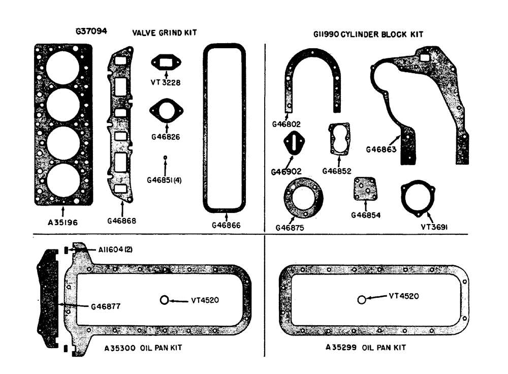 Схема запчастей Case IH 630 - (002) - GASKET KITS (02) - ENGINE