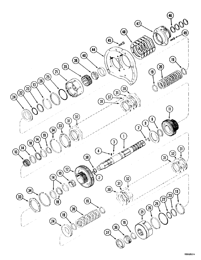 Схема запчастей Case IH MX220 - (6-036) - RANGE TRANSMISSION, INPUT SHAFT (06) - POWER TRAIN