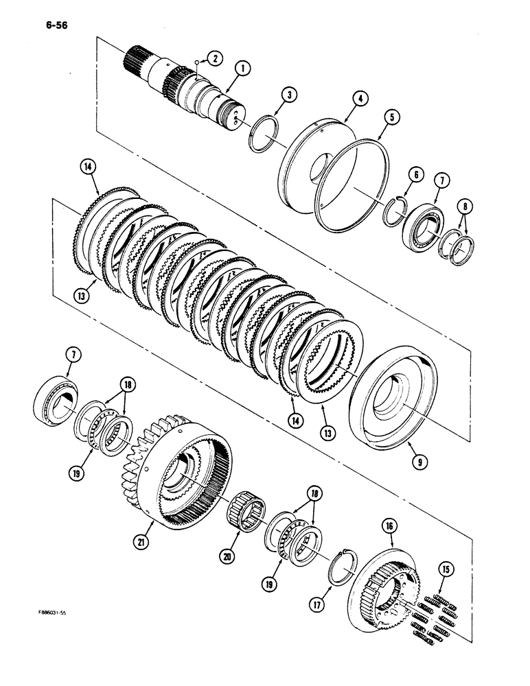 Схема запчастей Case IH 9180 - (6-56) - PTO ASSEMBLY, CLUTCH PACK (06) - POWER TRAIN