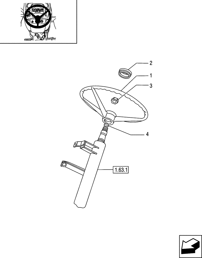Схема запчастей Case IH JX65 - (1.63.0) - STEERING WHEEL - FOR STRADDLE VERSION (04) - FRONT AXLE & STEERING