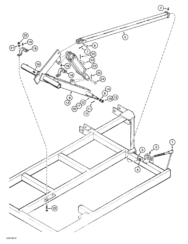 Схема запчастей Case IH 4800 - (9-16) - WING FRAME AXLES AND DEPTH CONTROL WITH SINGLE WHEEL (09) - CHASSIS/ATTACHMENTS